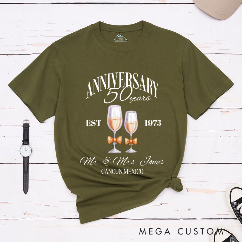 Personalized Couple 50th Anniversary T-Shirt 50th Anniversary Celebration T-Shirt Golden Years Anniversary Gift Tees for Wife Husband 