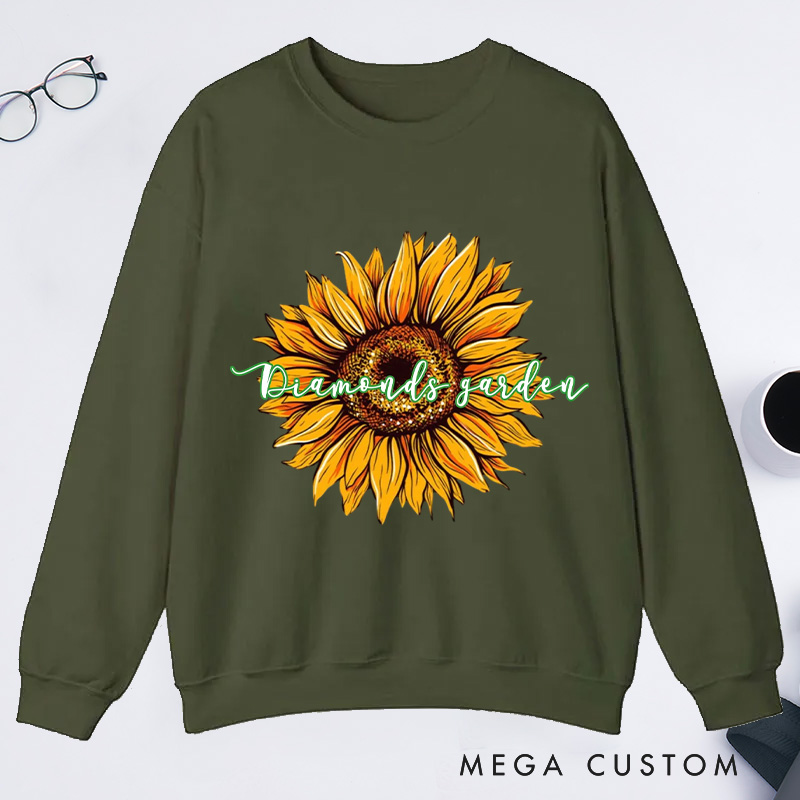 Personalized Sunflower Classic Sweatshirts Flower Print Sweatshirt Gardener Sweatshirt with Name Plant Lover Gift Gardening Gift Gardener Gift