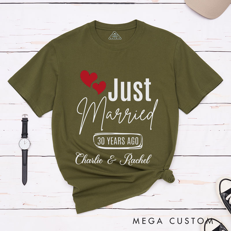 Personalized Couple 30th Anniversary T-Shirt Just Married 30 Years Ago T-Shirt Anniversary Gift Tees for Wife Husband 