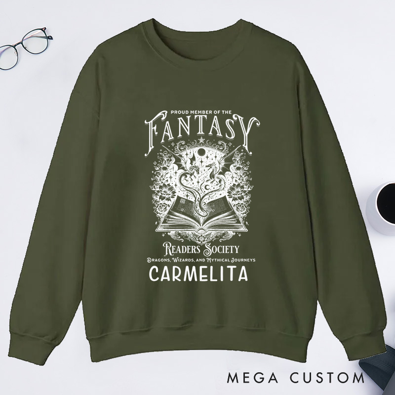 Personalized Fantasy Readers Society Classic Sweatshirts Dragon Lover Sweatshirt Bookish Sweatshirt Mythical Creatures Book Sweatshirt Book Lover Gift