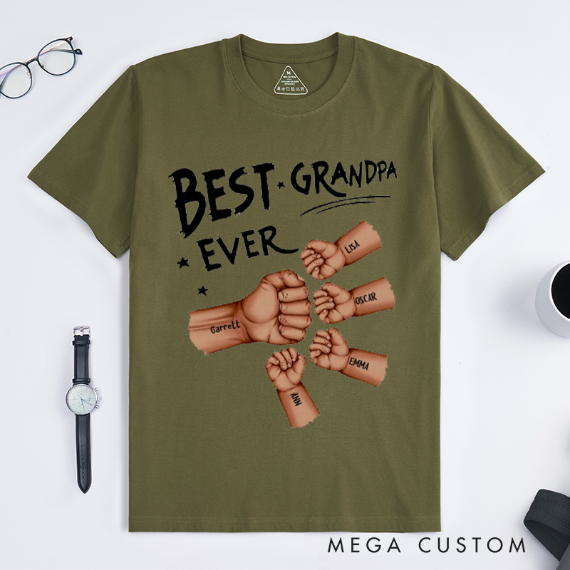 Personalized Best Dad Grandpa Ever Fist Bump Classic T-Shirt Gifts for Grandpa and Dad
