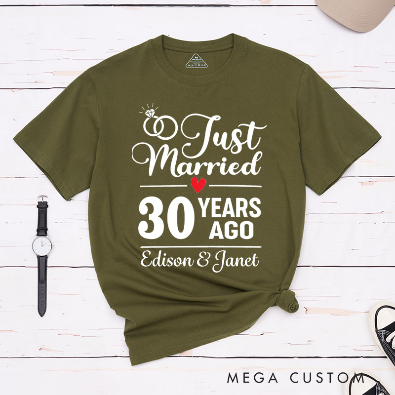 Personalized Couple 30th Anniversary T-Shirt Just Married 30 Years Ago T-Shirt 30 YRS Anniversary Tees for Wife Husband