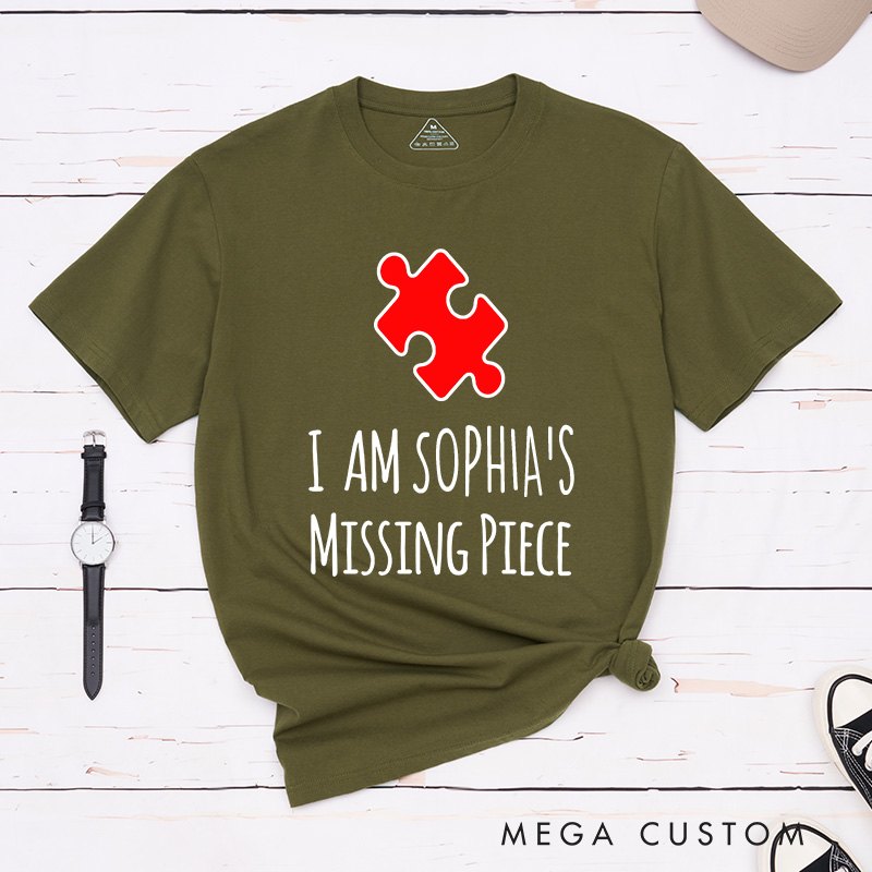 Personalized Couple I'm Her Missing Piece Matching T-Shirt Valentine's Day I'm His Missing Piece T-Shirt for Husband Wife Boyfriend Girlfriend Gift