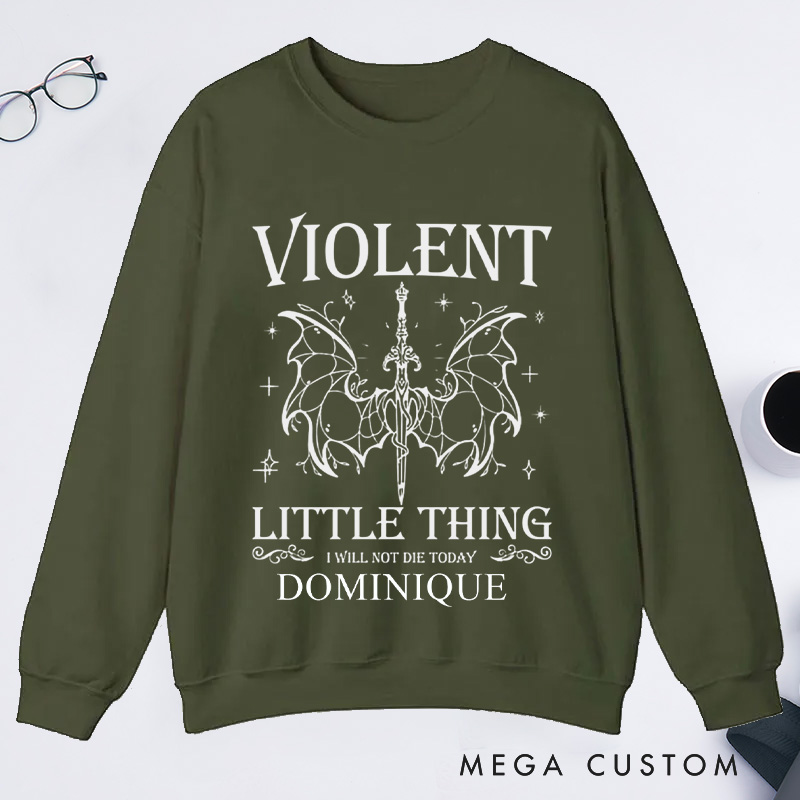 Personalized Violent Little Thing Classic Sweatshirts with Name Custom Reading Sweatshirt for Book Lover Gift Librarian Gift Reader Gift