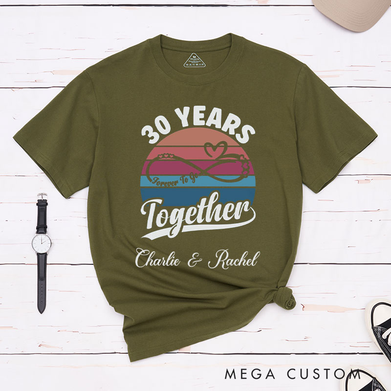 Personalized Couple 30th Anniversary T-Shirt Forever To Go T-Shirt Couple 30 YRS Anniversary Tees for Him Her