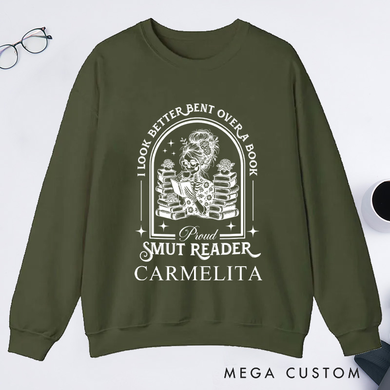 Personalized I Look Better Bent Over a Book Classic Sweatshirts Academia Bookish Sweatshirt with Name Proud Smut Reader Sweatshirt Book Lover Gift