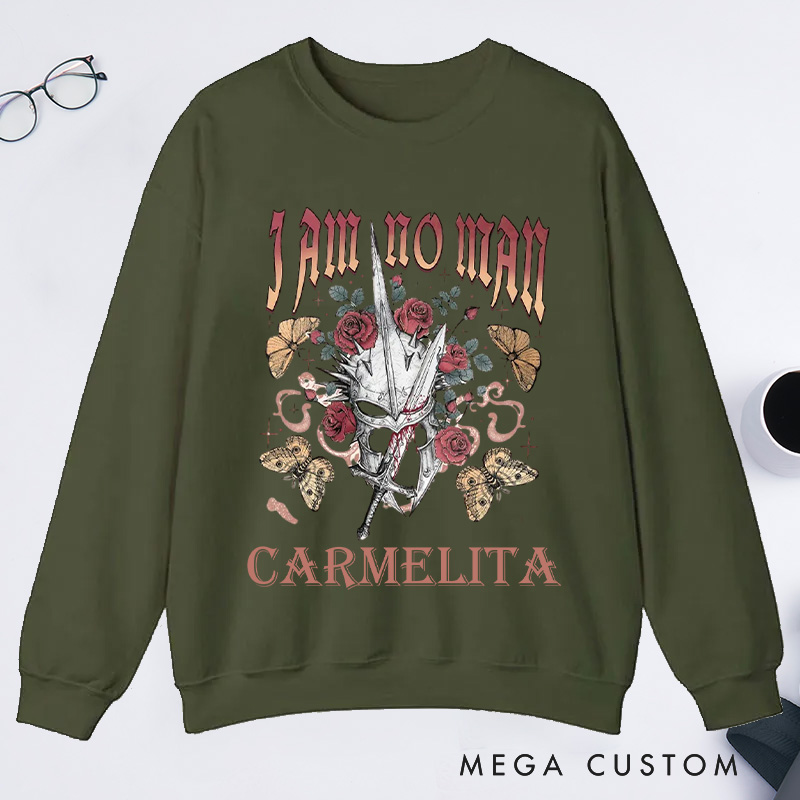 Personalized I Am No Man Classic Sweatshirts Academia Bookish Sweatshirt with Name Fantasy Merch Sweatshirt Reading Fandom Sweatshirt Book Lover Gift