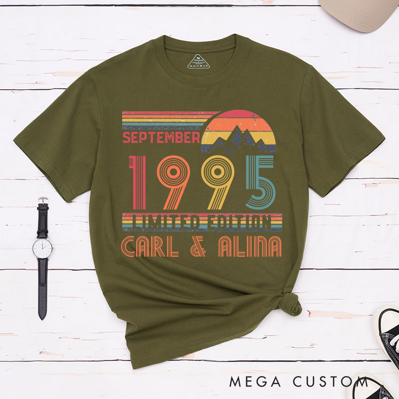 Personalized Couple 30th Anniversary T-Shirt Limited Edition 1995 - Anniversary Retro T-Shirt Wife Husband 30th Anniversary Tees for Couple
