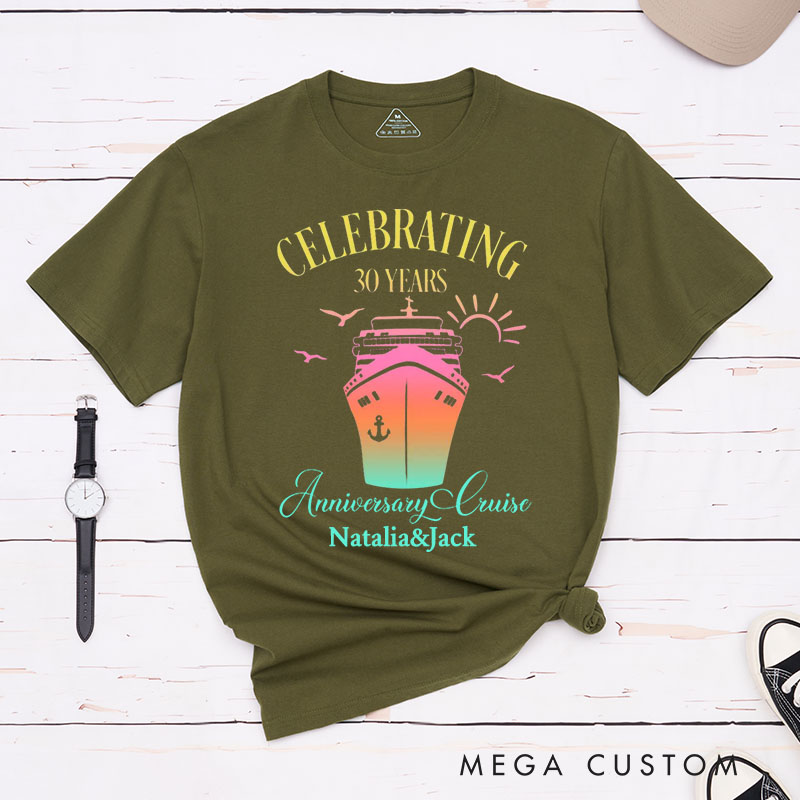 Personalized Couple 30th Cruise Anniversary T-Shirt Celebrating 30 Years Anniversary Cruise Shirt Wife Husband Anniversary Tees