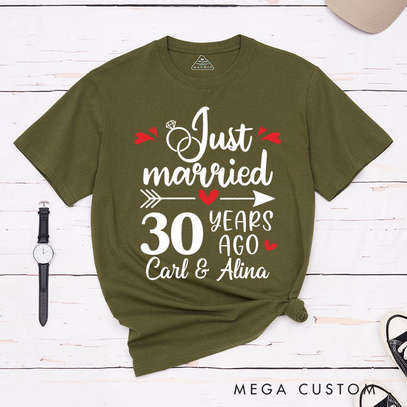 Personalized Couple 30th Cruise Anniversary T-Shirt Just Married 30 Years Ago Anniversary Romantic Wife Husband Anniversary Tees
