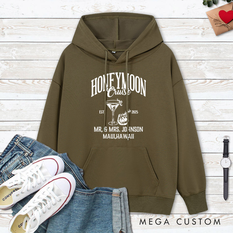 Personalized Honeymoon Cruise Mr and Mrs Matching Honeymoon Couple Hoodie