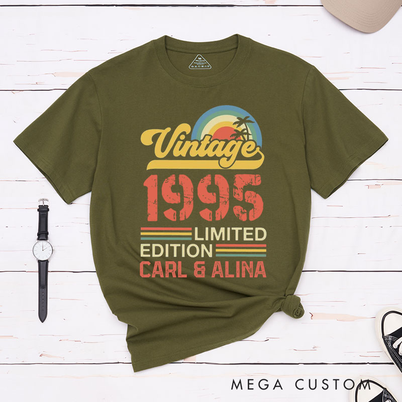 Personalized Couple 30th Cruise Anniversary T-Shirt Vintage 1995 Limited Edition Anniversary Shirt Retro Sunset Anniversary Tees