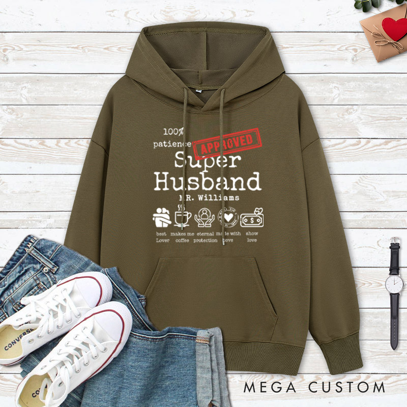Personalized Fun Approved Super Wife and Super Husband Matching Wedding Couple Hoodie
