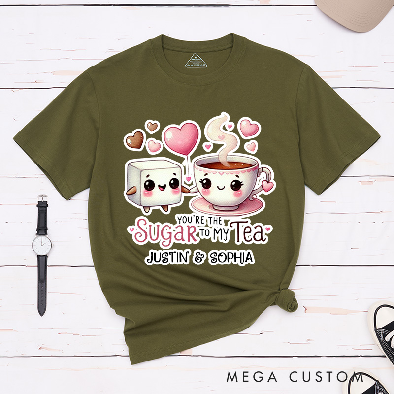 Personalized Couple You're the Sugar to My Tea Matching T-Shirt Valentine's Day T-Shirt for Husband Wife Boyfriend Girlfriend Gift for Hubby Wifey