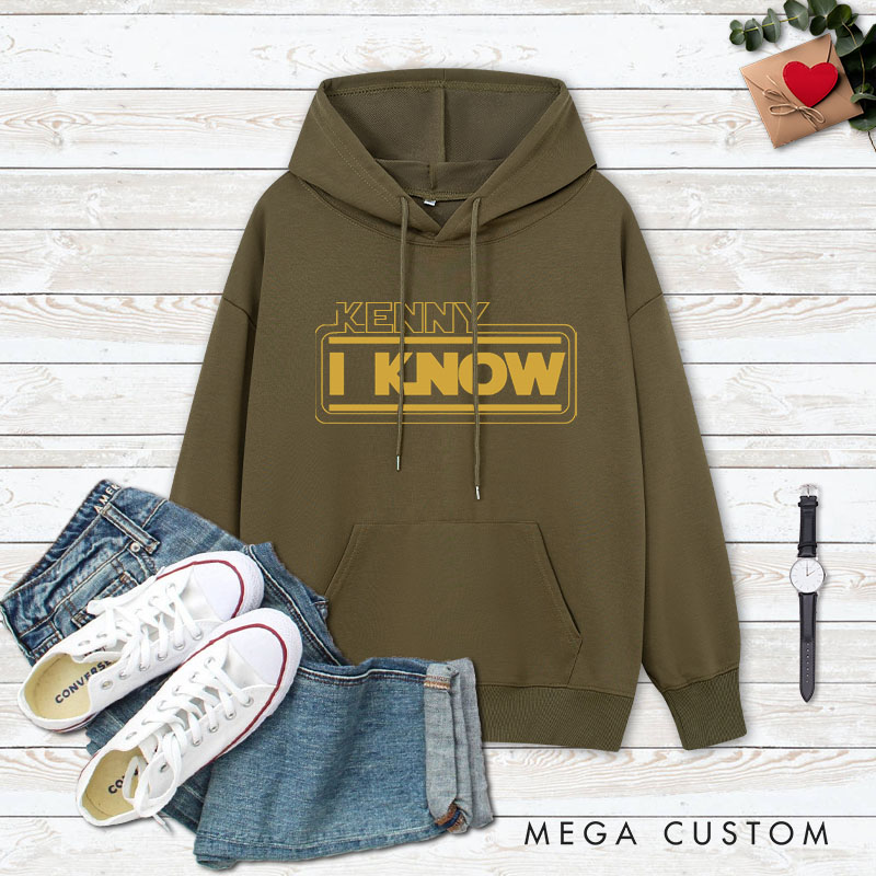 Personalized Couple I Love You and I Know Valentine's Day Hoodie with Name Couple Sweatshirt for Boyfriend Girlfriend Hubby Wifey Husband Wife