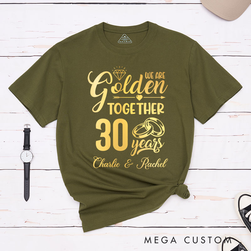 Personalized Couple 30th Anniversary T-Shirt We Are Golden Together Anniversary Shirt Couple T-Shirts for Husband Wife