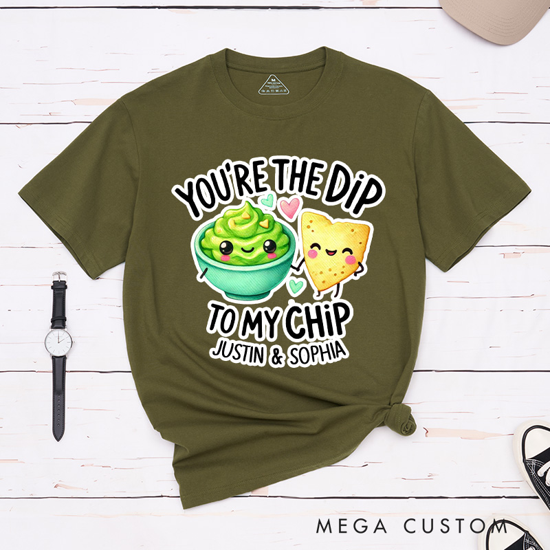 Personalized Couple You're the Dip to My Chip Matching T-Shirt Valentine's Day T-Shirt for Husband Wife Boyfriend Girlfriend Gift for Hubby Wifey