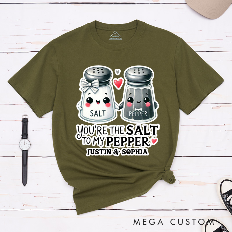 Personalized Couple You're the Salt to My Pepper Matching T-Shirt Valentine's Day T-Shirt for Husband Wife Boyfriend Girlfriend Gift for Hubby Wifey