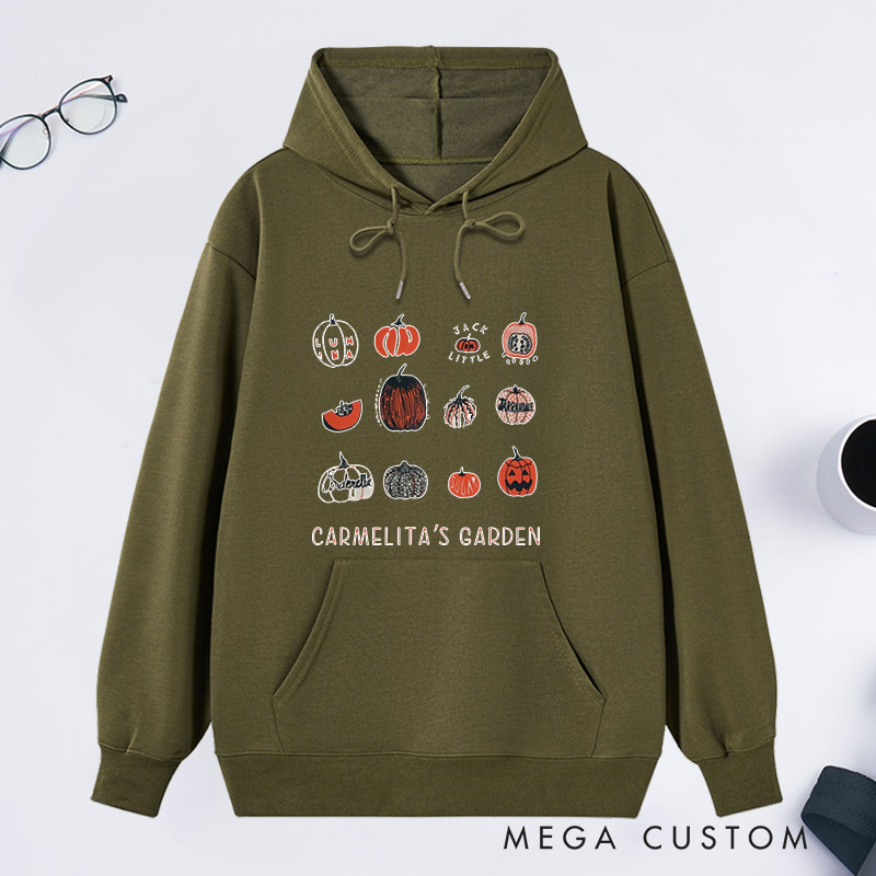 Personalized Pumpkin Classic Hoodies Custom Gardening Hoodies with Name Plant Lover Gift Gardening Gift for Gardener