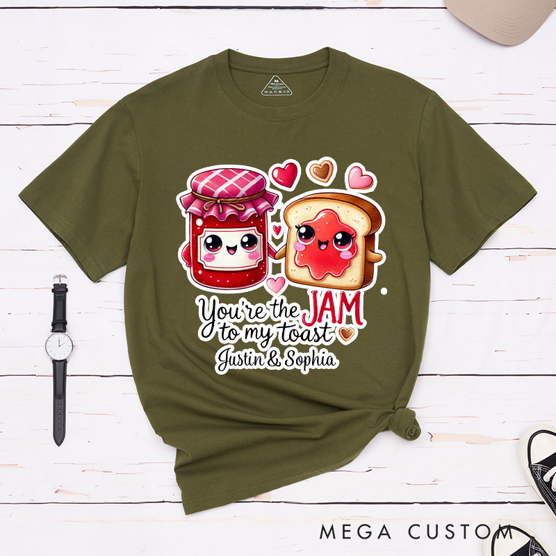 Personalized Couple You're the Jam to My Toast Matching T-Shirt Valentine's Day T-Shirt for Husband Wife Boyfriend Girlfriend Gift for Hubby Wifey
