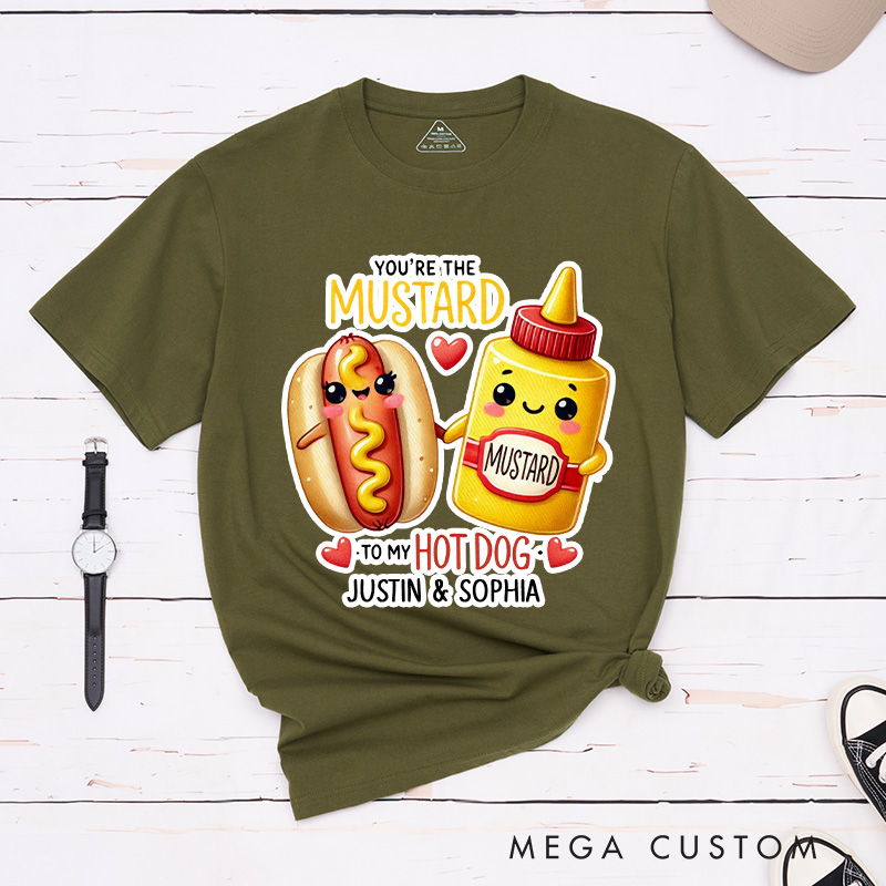 Personalized Couple You're the Mustard to My Hot Dog Matching T-Shirt Valentine's Day T-Shirt for Husband Wife Boyfriend Girlfriend Gift