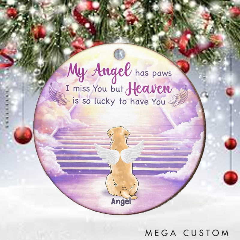 Personalized Dog Lover My Angel has Paws  Ornament