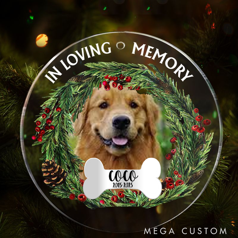 Personalized Pet Lover Custom Photo in Loving Memory Christmas Ornament