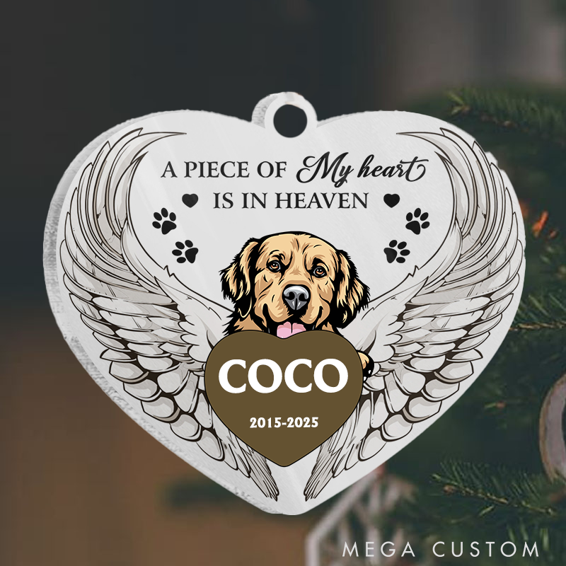 Personalized Dog Lover a Piece of My Heart is on Heaven Ornament