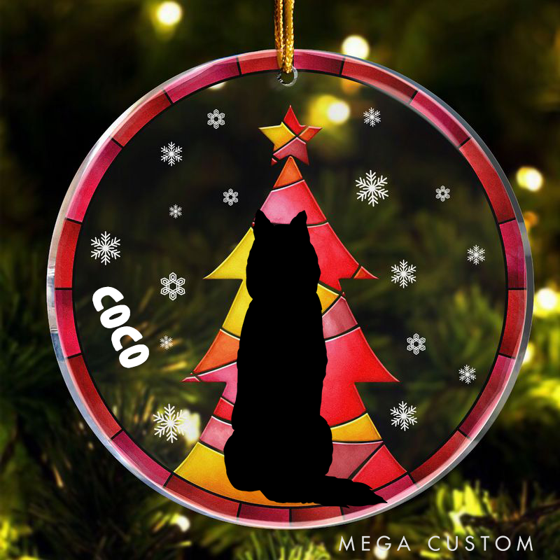 Personalized Dog Lover Christmas Tree Black Backside Dog Christmas Ornament
