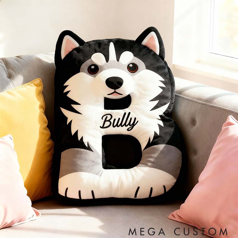 Personalized Dog Lover Husky Letter Pillow with Custom Name  Graphic 3D Print Pillow