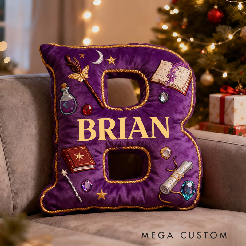 Personalized Magic Academy Pillow Decorated with Magic Scrolls Magic Potions Magic Wands Graphic 3D Print Pillow for Kids and Magic Lovers