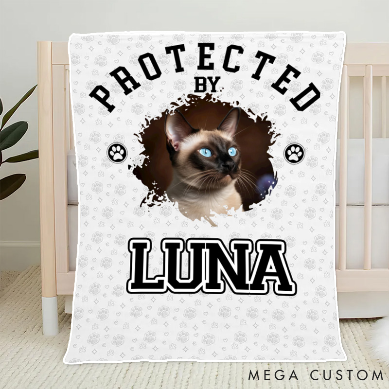 Personalized Pet Lover Protected by Photo Throw Blanket