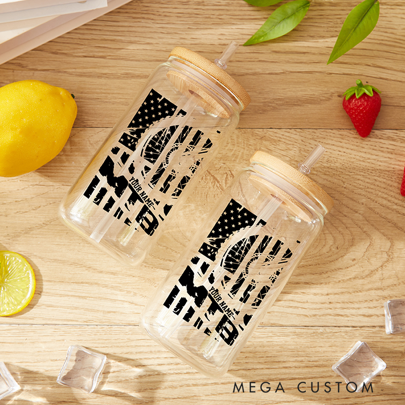 Personalized Riding Cycling Cycling Water Glasses Glass Tumbler Birthday Gift for Bike Lover 