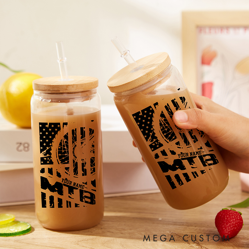 Personalized Riding Cycling Cycling Water Glasses Glass Tumbler Birthday Gift for Bike Lover 