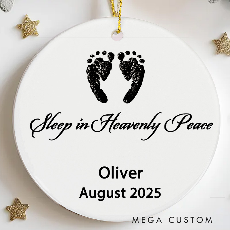 Personalized Baby Memorial Ornament Sleep in Heavenly Peace Miscarriage for Mothers Dad Sympathy Gift Pregnancy Loss Memorial Ornament 