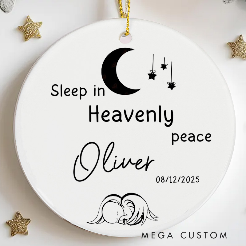 Personalized Baby Loss Ornament Sleep in Heavenly Peace Infant Loss Memorial Ceramic Ornament Sympathy Gift Miscarriage  Remembrance Gift 