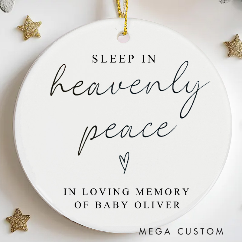Personalized Baby Loss Ornament Infant Loss Miscarriage Gift  Angel Sleep In Heavenly Peace Custom Ceramic Ornament Angel Mom Sympathy Gifts