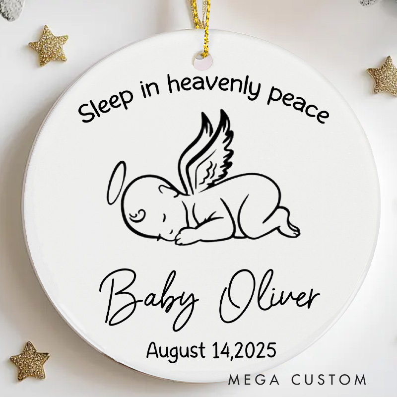 Personalized Baby Loss Ornament Sleep In Heavenly Peace Memorial Ornament Stillborn Miscarriage Keepsake Infant Loss Gift Angel Baby Ornament