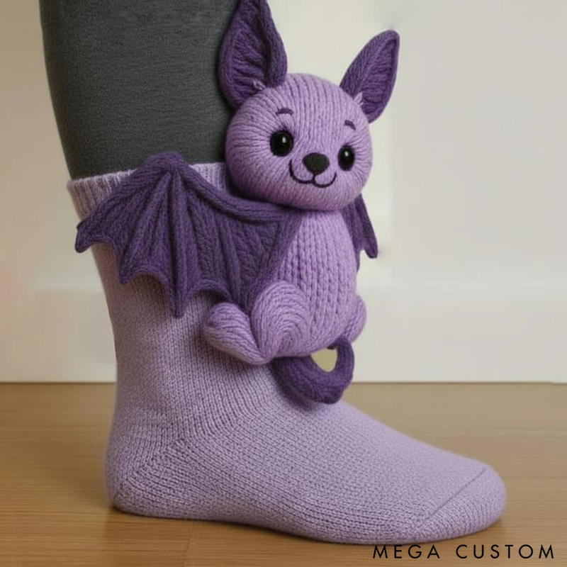 Personalized Christmas 3D Knit Animal Socks Gift for Her from Knitting Lovers