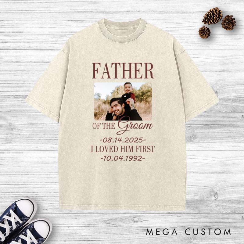 Personalized Father of the Groom Washed T-Shirt Heartfelt Tribute for FOG T-Shirt Groom Dad Vintage Shirts Groom Father y2k Washed Tees