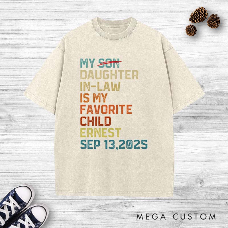 Personalized Father of the Groom Washed T-Shirt Daughter-in-Law Favorite Child Humor Shirt Vintage Groom Dad Bachelor Party Shirts