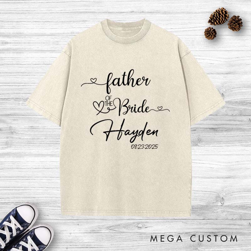 Personalized Father of the Bride Washed T-Shirt FOB Bachelor Favors T-Shirt Vintage Wedding Bride Dad Party Washed Tees