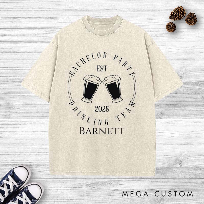 Personalized Cheers Beers Groomsman Wahsed T-Shirt Vintage Groom Club Y2K T-Shirt Bachelor Party Favors Tee Best Man Gift Tops