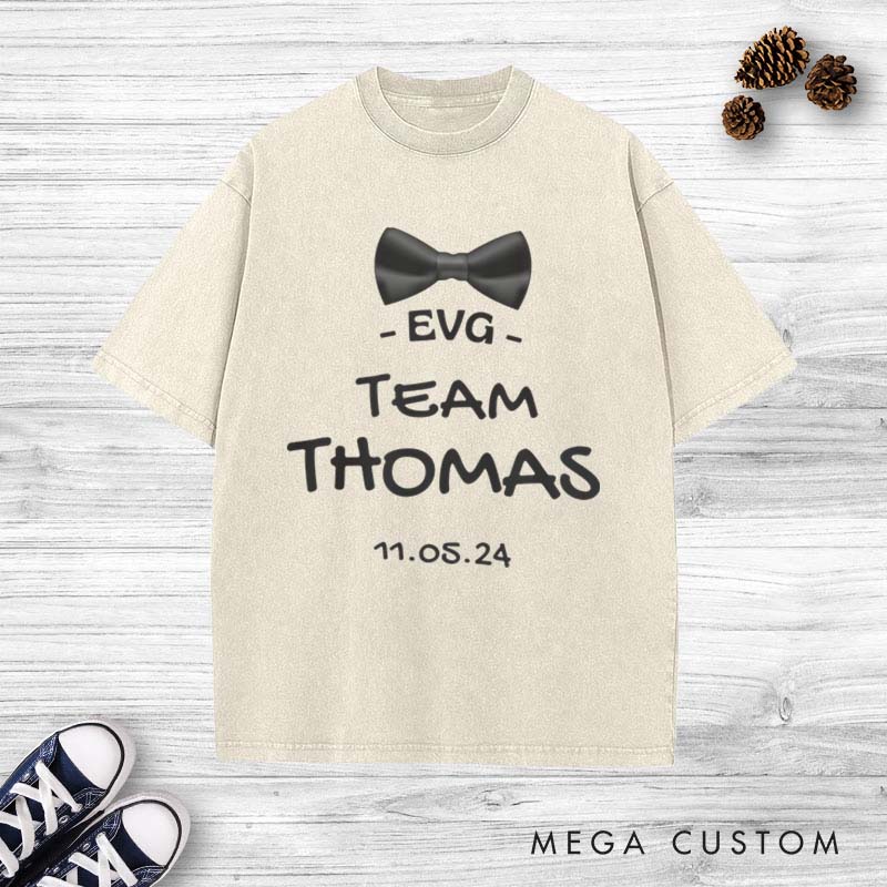 Personalized EVG Groom Team Washed T-Shirt Bachelor Party Favors T-Shirts for Best Man Retro Groom Club y2k Shirts for Men