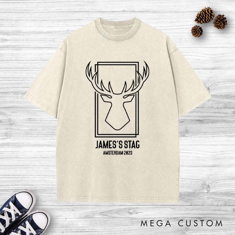 Personalized Groom Stag Party Washed T-Shirt Groom Wedding Favors Shirt Vintage y2k Washed Tees for Best Man Bachelor Party Gift Tops