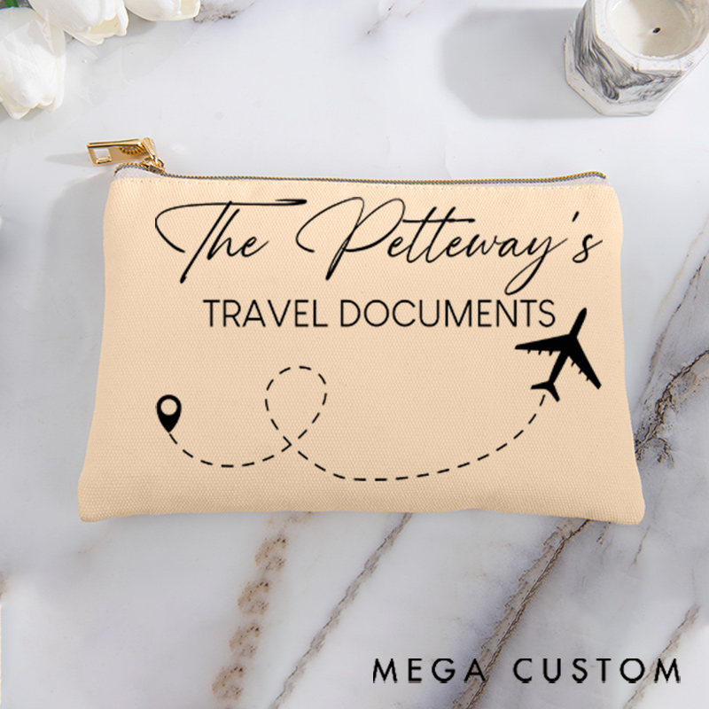 Personalized Makeup Bag Gift for Traveler Travel Documents and Custom Name