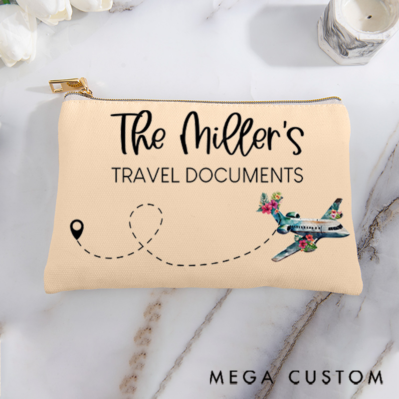 Personalized Makeup Bag Gift for Travel Lovers Travel Documents and Travel's Name