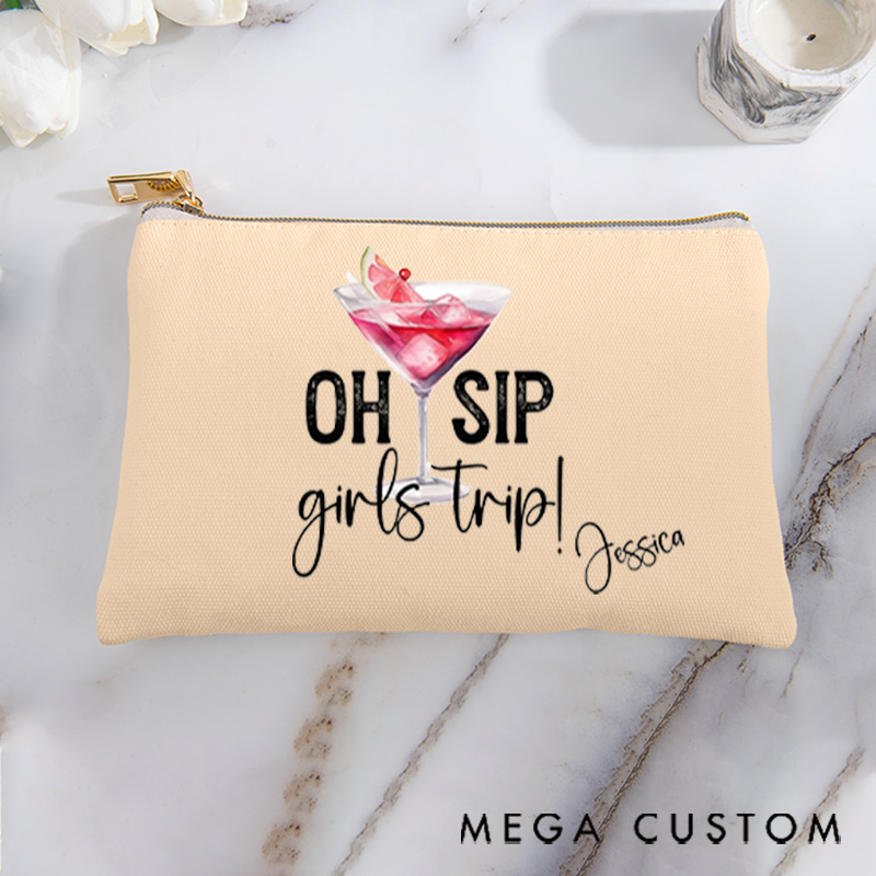 Personalized Makeup Bag Gift for Travel Lovers Girl's Trip and Custom Name