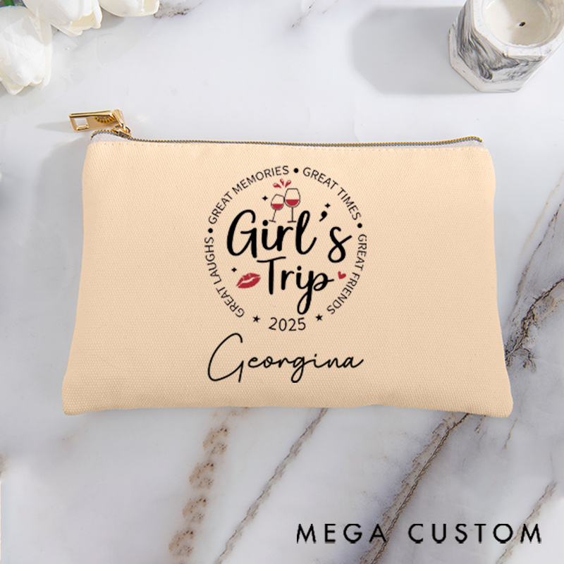 Personalized Makeup Bag Gift for Girls Travel Lovers Great Friends Cheers and Custom Name