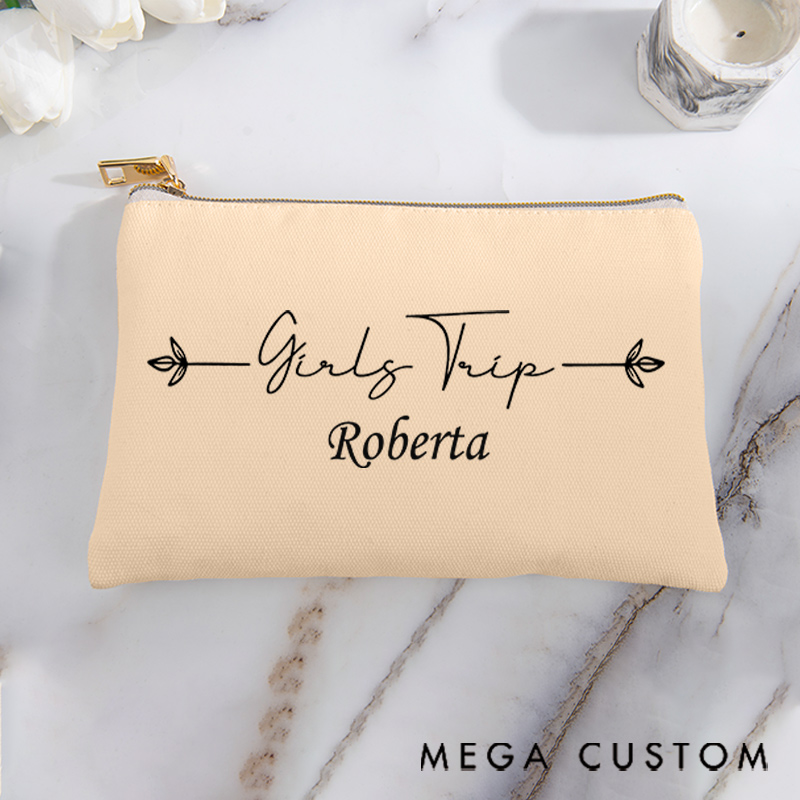 Personalized Makeup Bag Gift for Girls Travel Lovers Girls Trip and Custom Name
